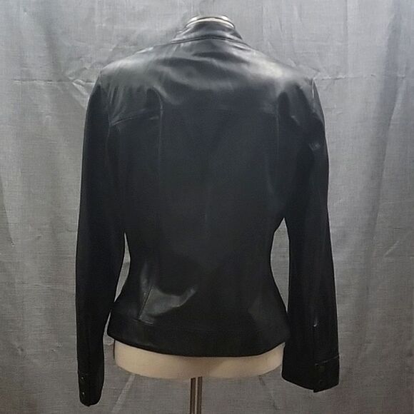 Wilson's Pelle Studio Black Soft Leather Moto Jacket Zip-Up Women's SZ L - Picture 8 of 10